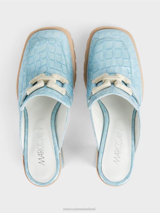 schoenen sfeervol blauw 464J1639 \"Samen opnieuw nadenken\" slip-ons van imitatie-krokodillenleer Marc Cain