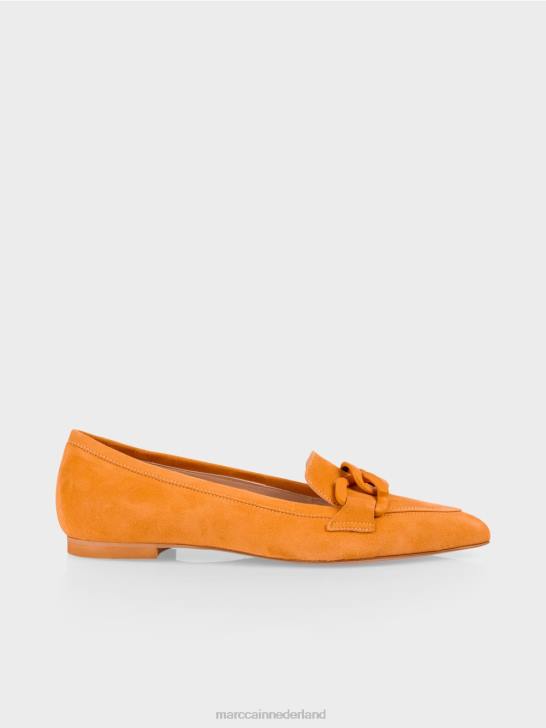 schoenen helder oranje 464J1649 slip-ons met decoratieve ketting Marc Cain