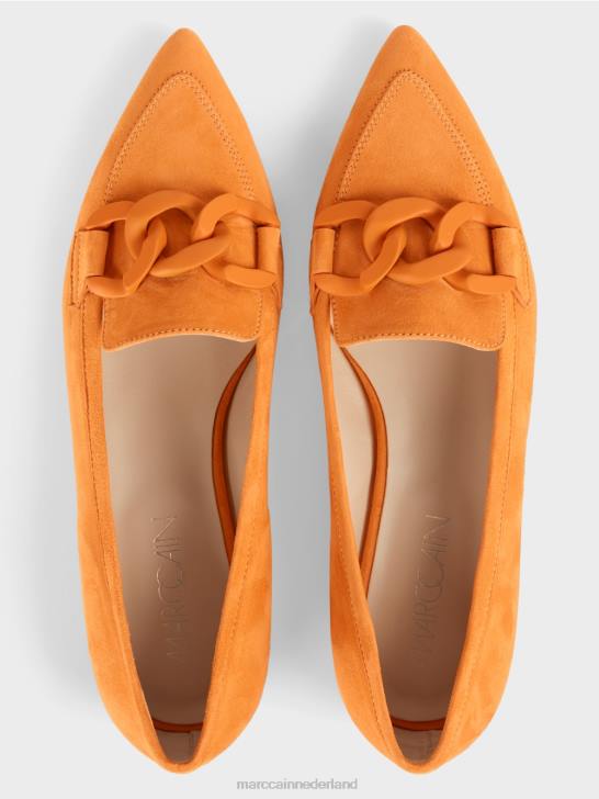 schoenen helder oranje 464J1649 slip-ons met decoratieve ketting Marc Cain