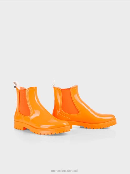 schoenen fel oranje 464J1651 rubberen chelsea boots met profielzool Marc Cain