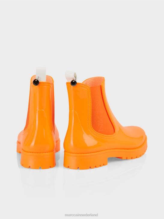 schoenen fel oranje 464J1651 rubberen chelsea boots met profielzool Marc Cain