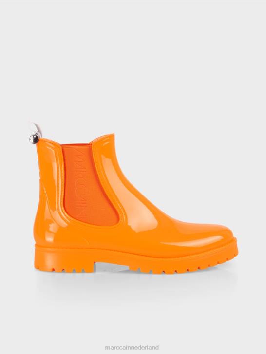 schoenen fel oranje 464J1651 rubberen chelsea boots met profielzool Marc Cain