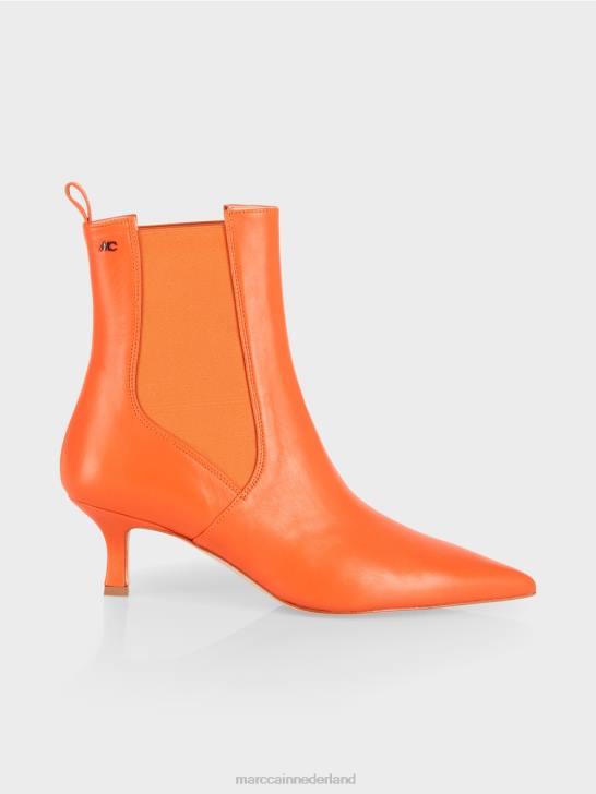 schoenen helder koraal 464J1569 enkellaarzen van kant met inzetstuk Marc Cain