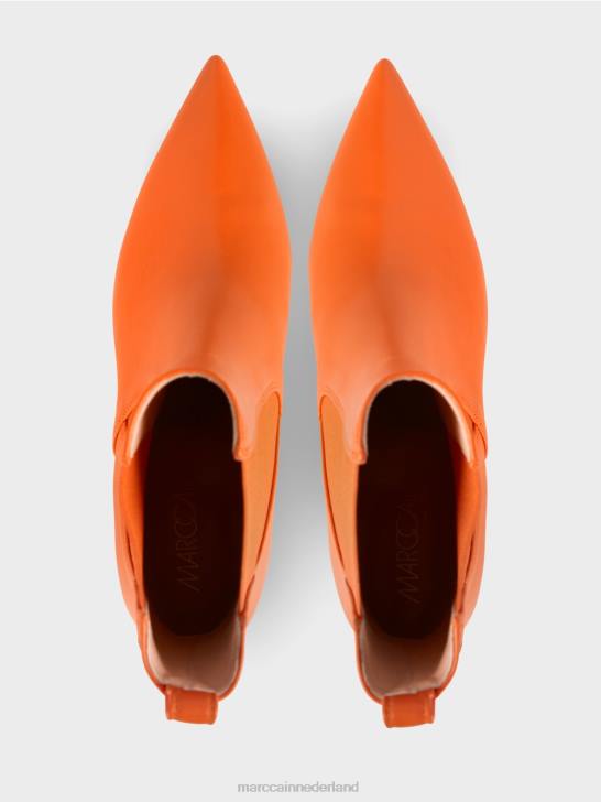 schoenen helder koraal 464J1569 enkellaarzen van kant met inzetstuk Marc Cain