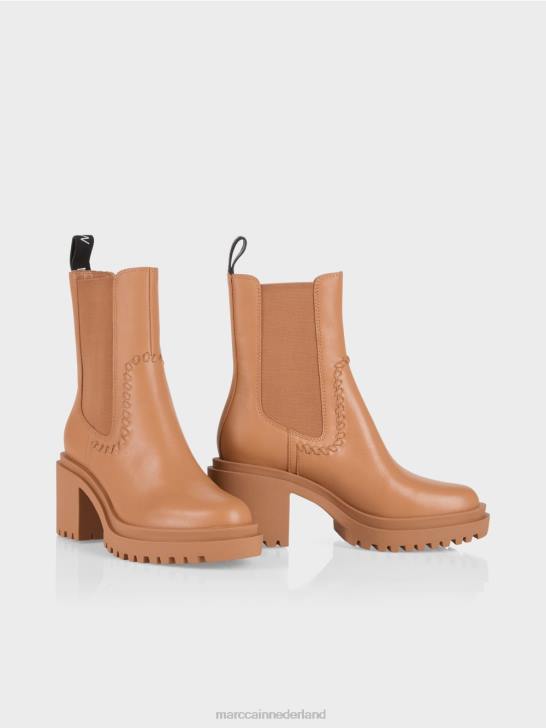 schoenen heldere toffee 464J1563 Chelsea enkellaarsjes met blokhak Marc Cain