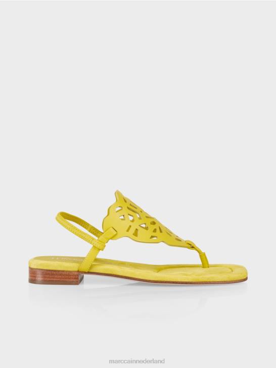 schoenen citroen groen 464J1601 Sandalen met teenslippers en uitsparingen Marc Cain