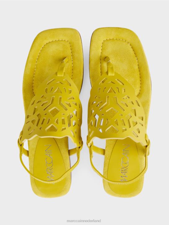 schoenen citroen groen 464J1601 Sandalen met teenslippers en uitsparingen Marc Cain