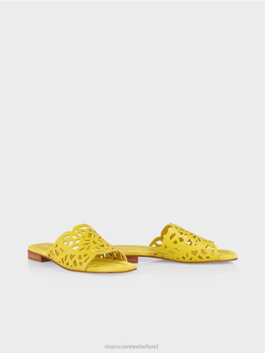 schoenen citroen groen 464J1609 luchtige sandalen met uitsparingen Marc Cain
