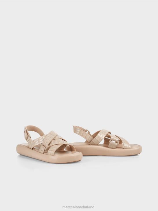 schoenen zacht taupe 464J1634 Sandalen met krokodillenbandjes Marc Cain