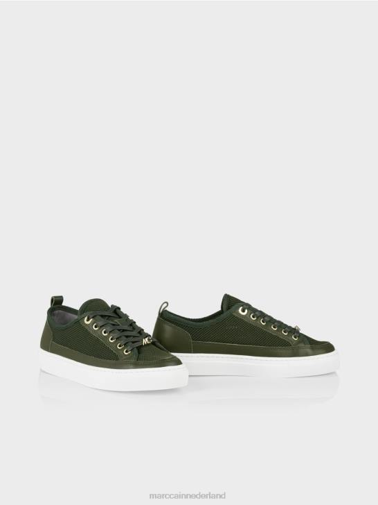 schoenen diep olijfgroen 464J1602 Sneakers met veters en leren details Marc Cain