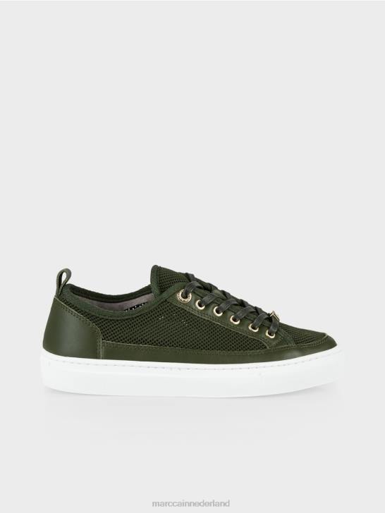 schoenen diep olijfgroen 464J1602 Sneakers met veters en leren details Marc Cain