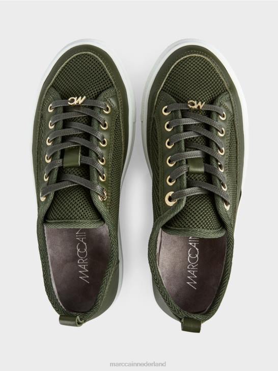 schoenen diep olijfgroen 464J1602 Sneakers met veters en leren details Marc Cain