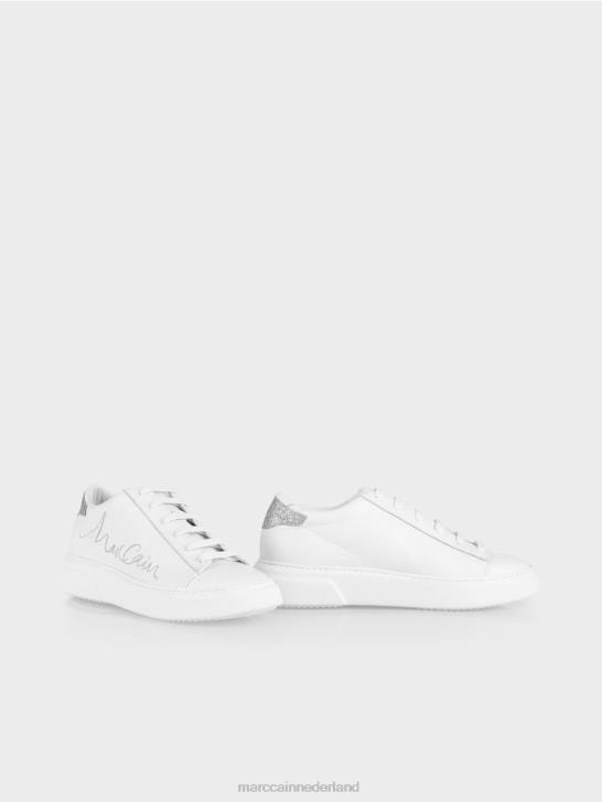 schoenen wit 464J1552 Vetersneaker met letters Marc Cain