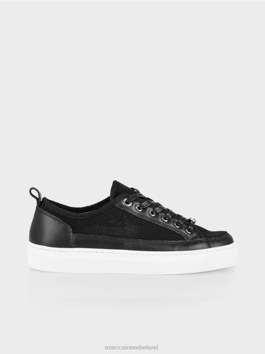 schoenen zwart 464J1620 Sneakers met veters en leren details Marc Cain