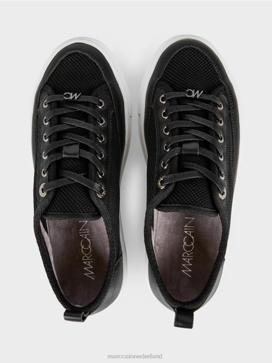 schoenen zwart 464J1620 Sneakers met veters en leren details Marc Cain