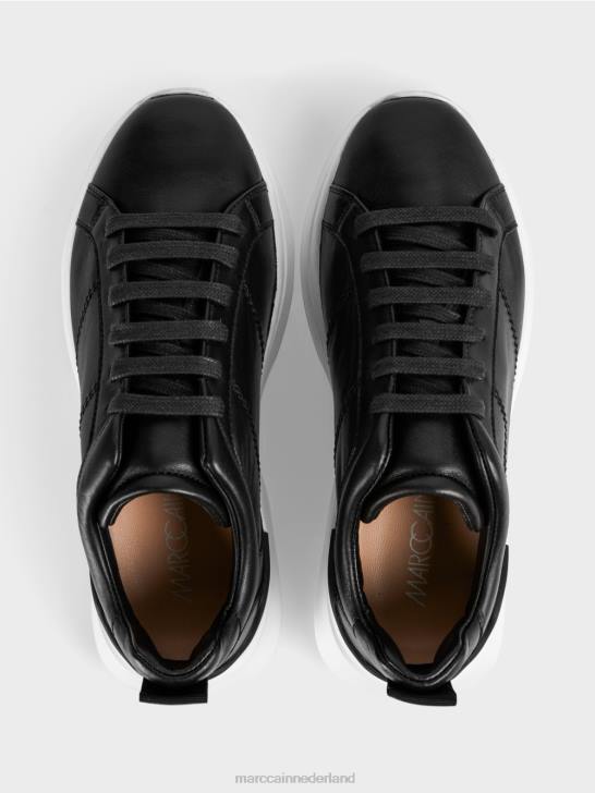 schoenen zwart 464J1631 decoratief gestikte sneakers met veters Marc Cain